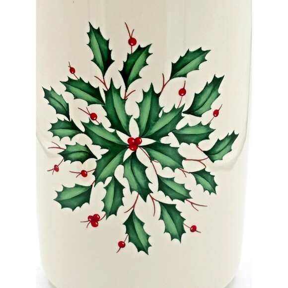 Lenox XMAS Holiday Utensil Crock w/3 Wooden Server Spoons Made for Macys NOS NIB - Picture 14 of 16